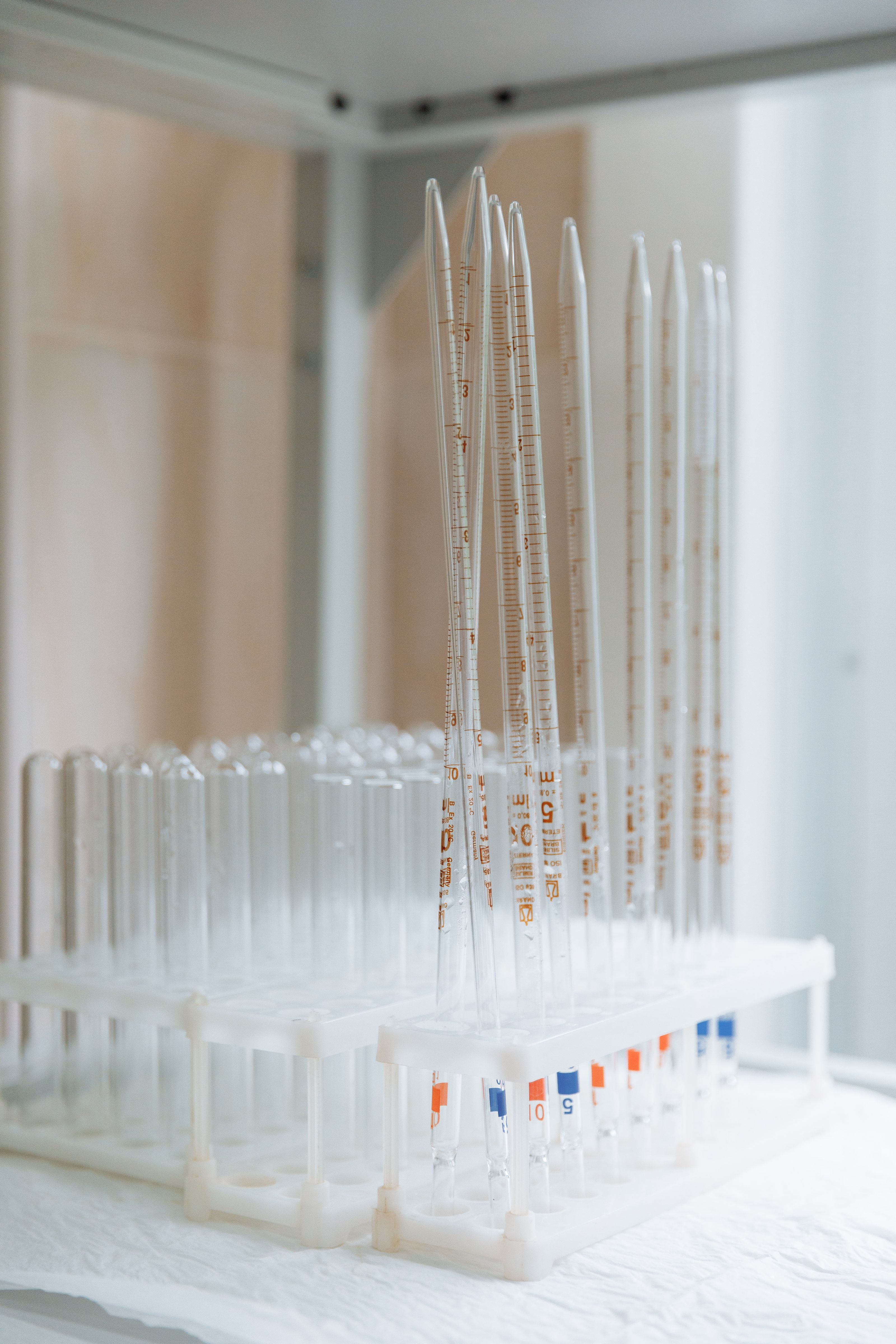 Clean reaction tubes prepared for a run